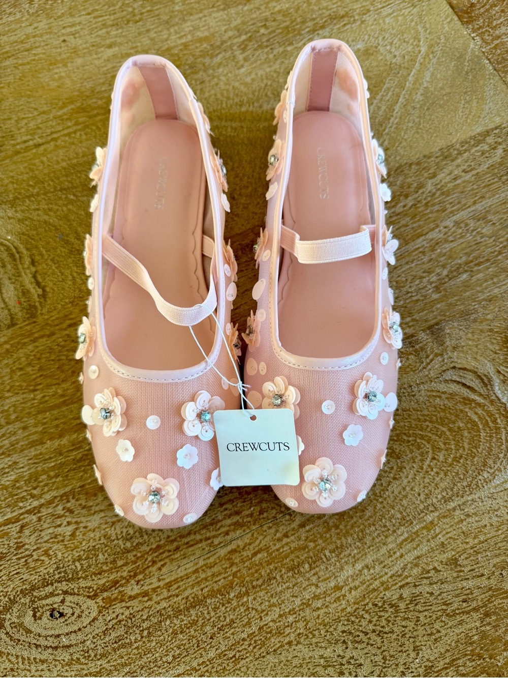 J.Crew / Crewcuts Pink Floral Mary Jane Shoes with Rhinestones, Girls size 3 🌸